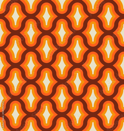 Seamless geometric vintage wallpaper in 70s 60s trendy style. vector illustration