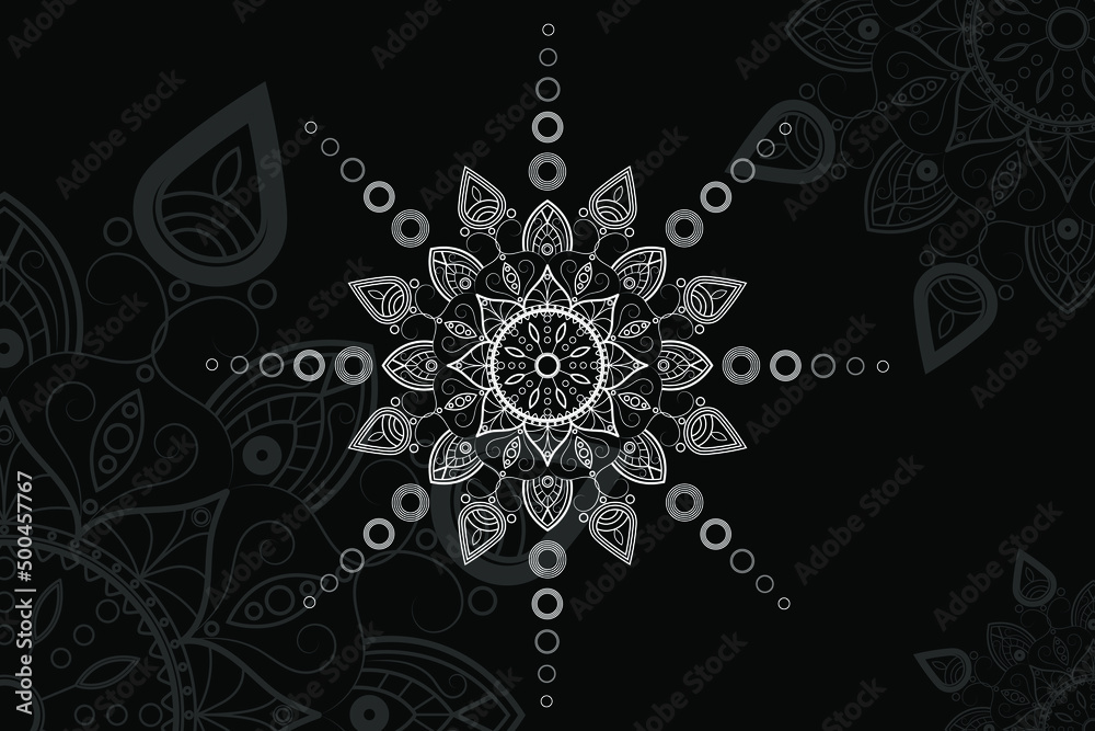 Vector luxury ornamental mandala design in white. Invitation template with floral mandala ornament . Vector illustration