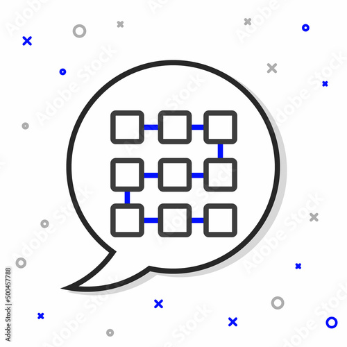 Line NFT blockchain technology icon isolated on white background. Non fungible token. Digital crypto art concept. Colorful outline concept. Vector