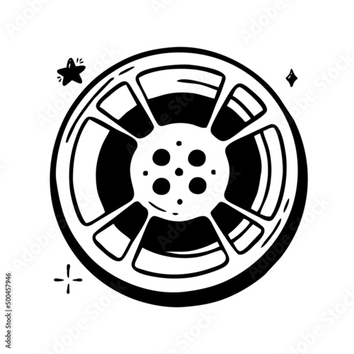 A reel of a Doodle film hand-drawn with a line Vector illustration in the style of a doodle isolated on a white background