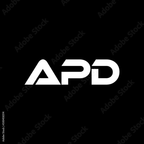 APD letter logo design with black background in illustrator, vector logo modern alphabet font overlap style. calligraphy designs for logo, Poster, Invitation, etc.