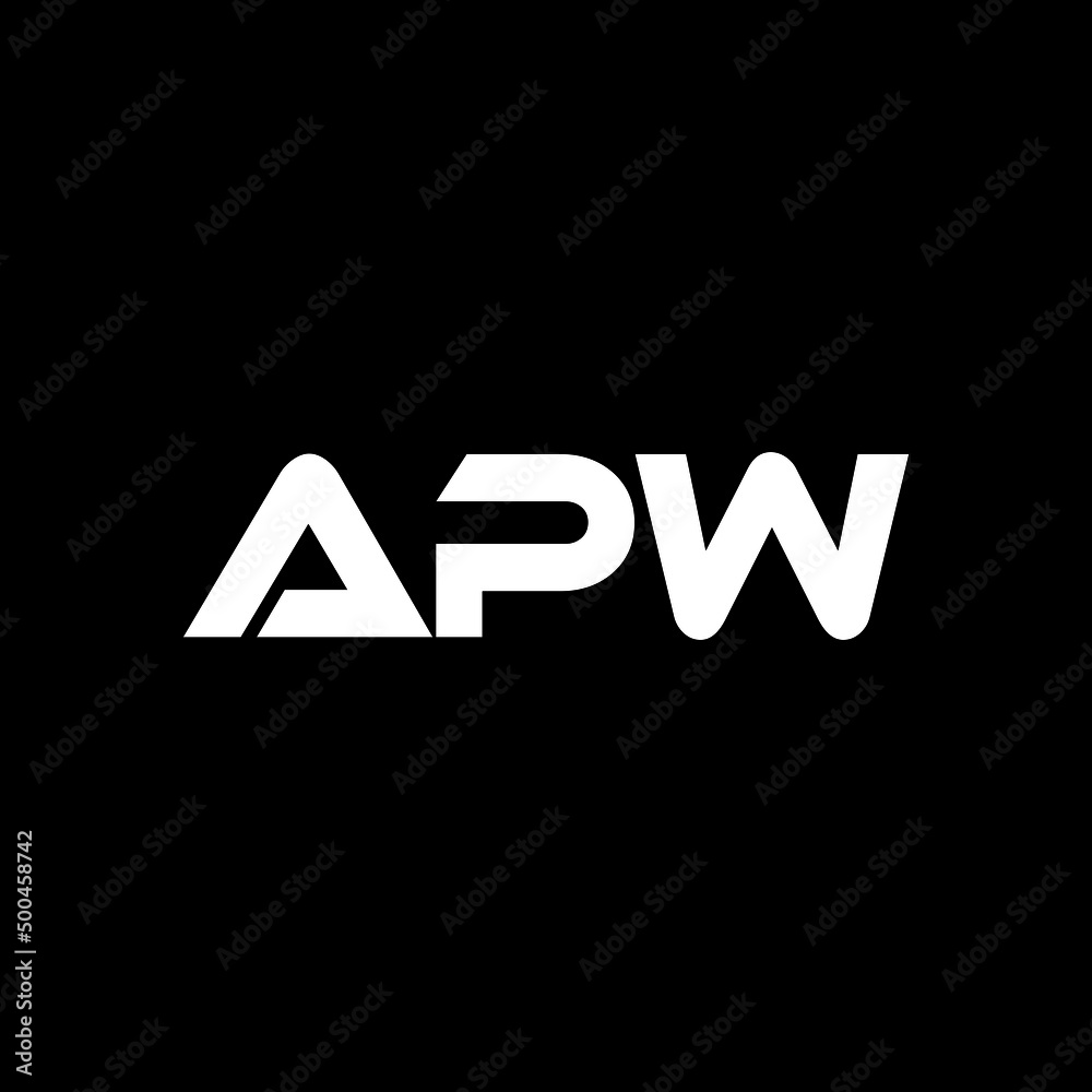 APW letter logo design with black background in illustrator, vector logo modern alphabet font overlap style. calligraphy designs for logo, Poster, Invitation, etc.