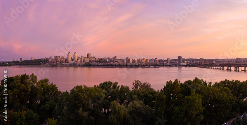 Vászonkép Panorama of the Dnipro at sunset