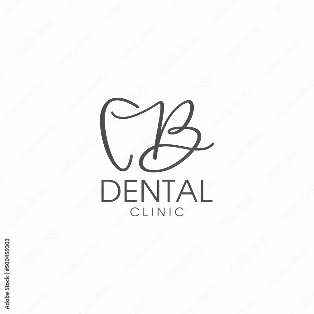 line art letter b tooth dental logo design Stock Vector Adobe Stock