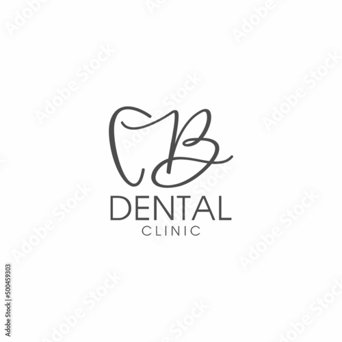 line art letter b tooth dental logo design