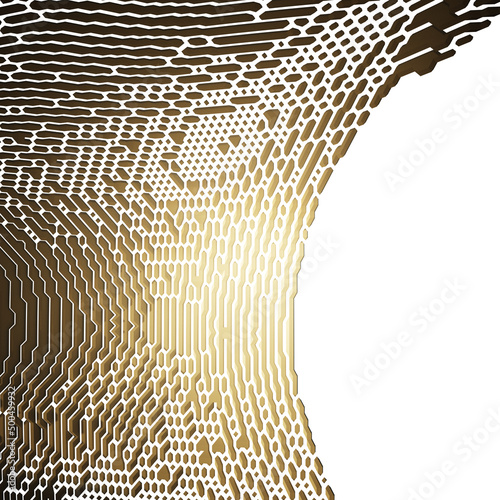 3d render voxel golden futuristic abstract background with layers