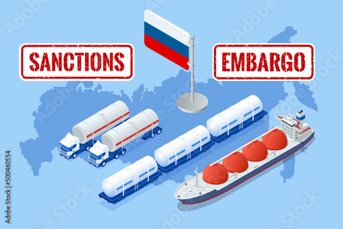Sanctions, embargo on Russian gas and oil. Russia aggressor, war. Transportation, delivery, transit of natural gas