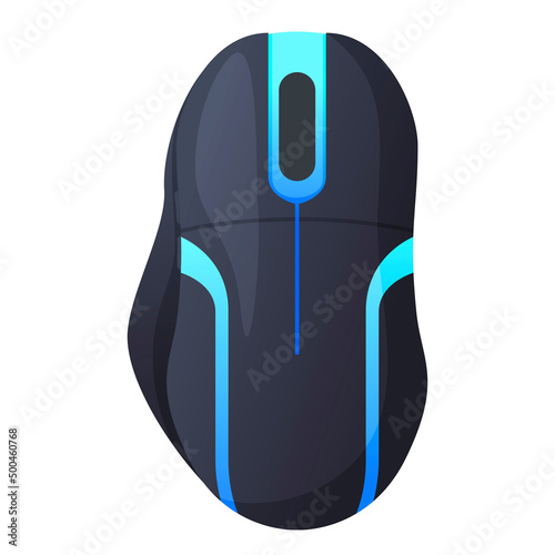 Gaming wireless mouse with buttons top view vector flat virtual game playing electronic device