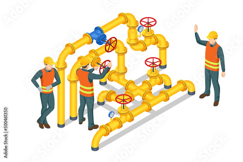 Isometric Valves and Piping, Communications, Stop Valves, Appliances for Gas Pumping Station. Gas industry, gas transport system. Transportation, delivery, transit of natural gas.