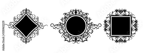 Patterned frames with figures. Vector stock illustration. White background. isolated. Set