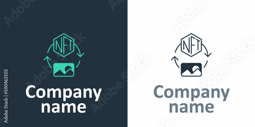 Logotype NFT Digital crypto art icon isolated on white background. Non fungible token. Logo design template element. Vector