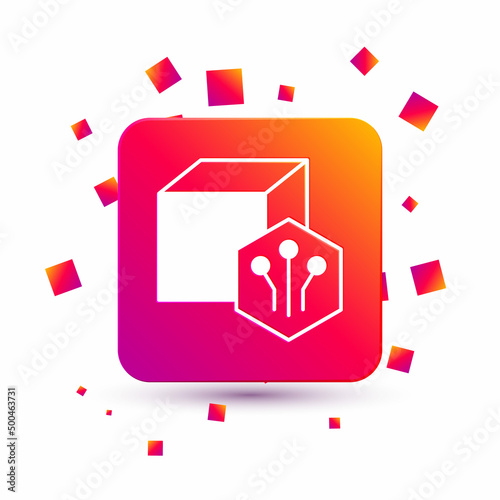 White NFT Digital crypto art icon isolated on white background. Non fungible token. Square color button. Vector