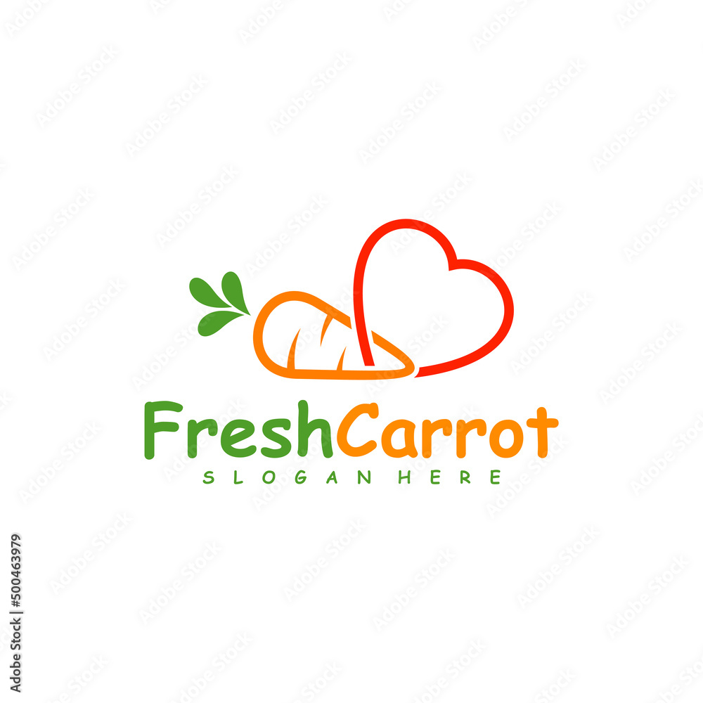 Love Carrot logo design vector, Creative Carrot logo design Template Illustration