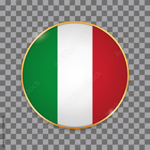 vector illustration of round button banner with country flag of Italy