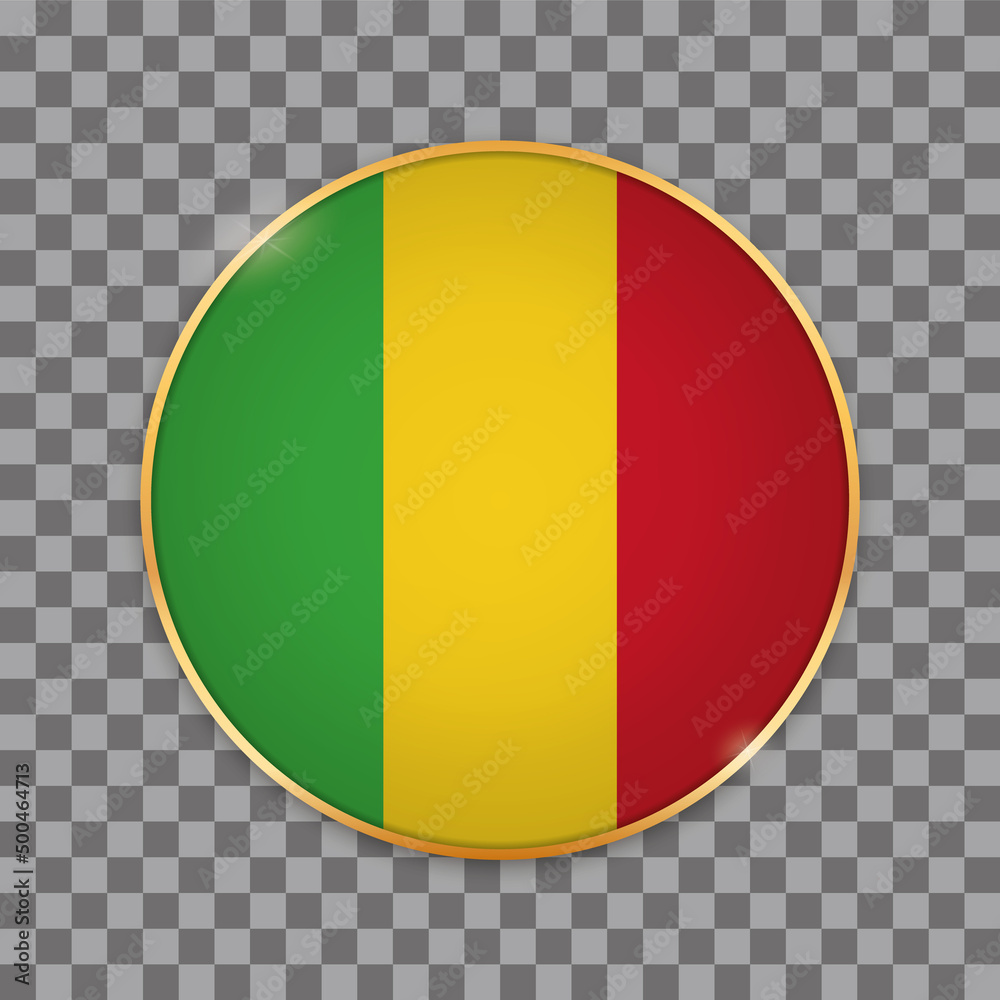Fototapeta premium vector illustration of round button banner with country flag of Mali