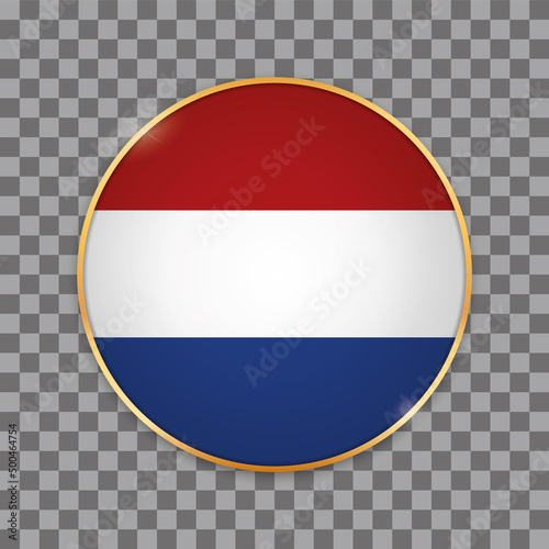 Free Download vector illustration of round button banner with country flag of Netherlands - GFXLoad