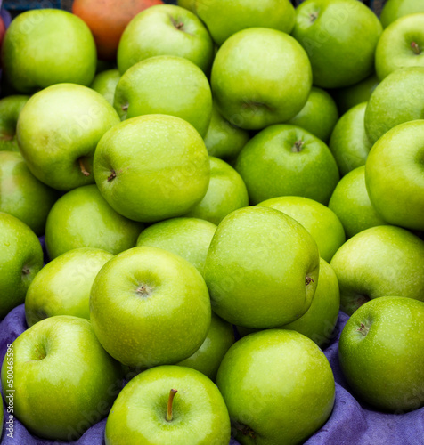 green apples at farmers' market