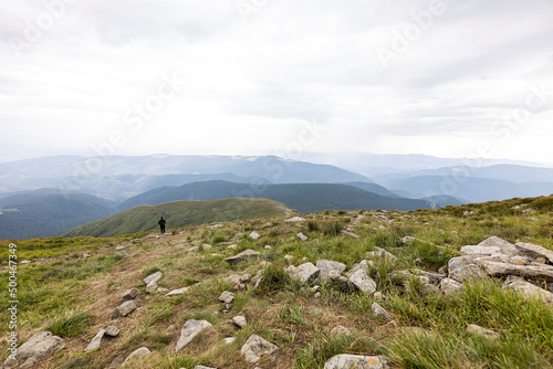 Panorama of Hoverla Peak in Ukrainian Carpathians.