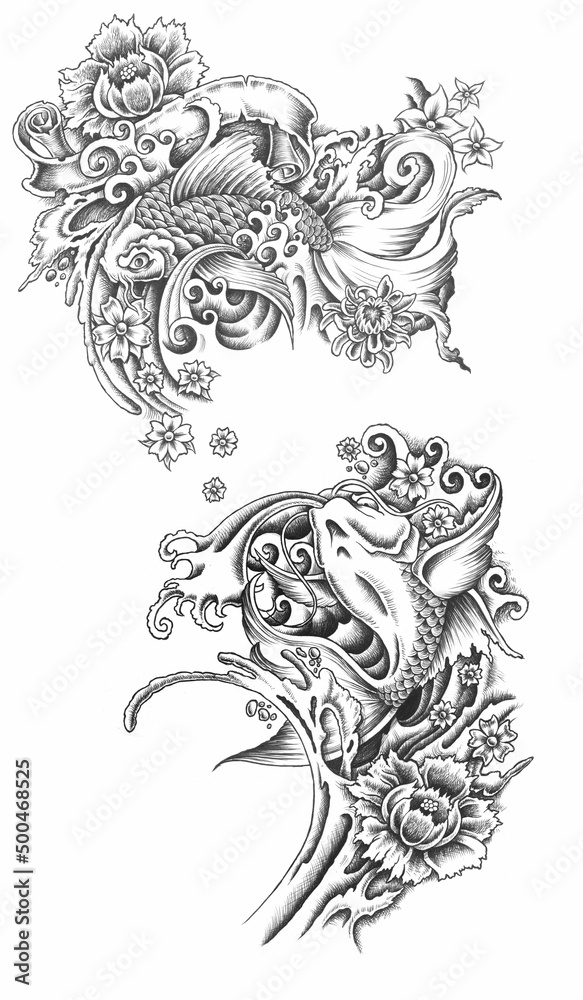tattoo style koi fish design tattoo style koi fish design