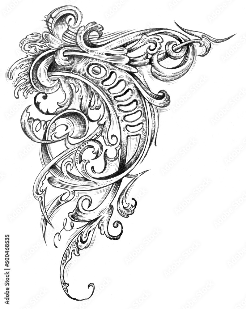 Fototapeta premium Tribal acanthus ornamental borders illustration