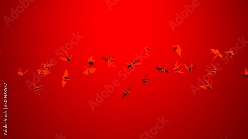 Fototapeta Naklejka Na Ścianę i Meble -  Red origami crane on red background.
3D illustration for background.