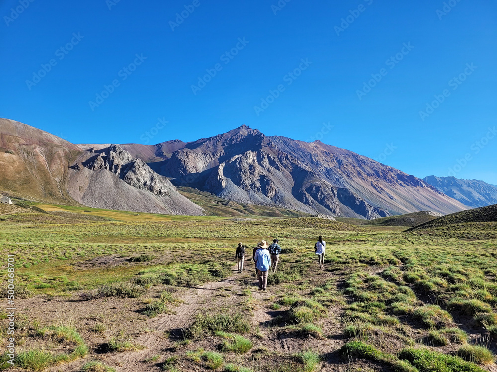 Obraz premium Hiking in beautiful lanscape in Los Andes, Argentina