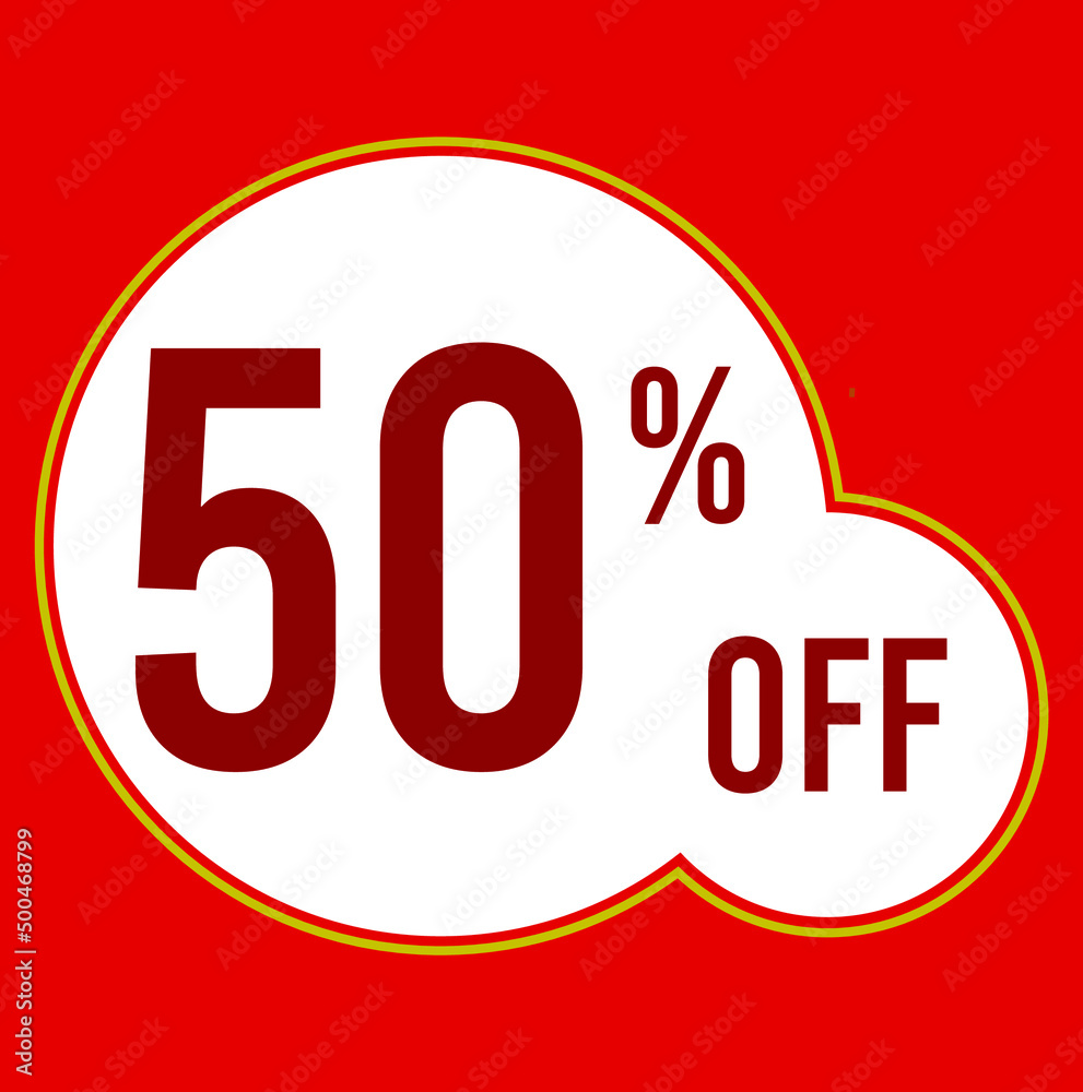 50 percent red banner with white ballons and red lettering for promotions and offers 50 percent red banner with white ballons and red lettering for promotions and offers