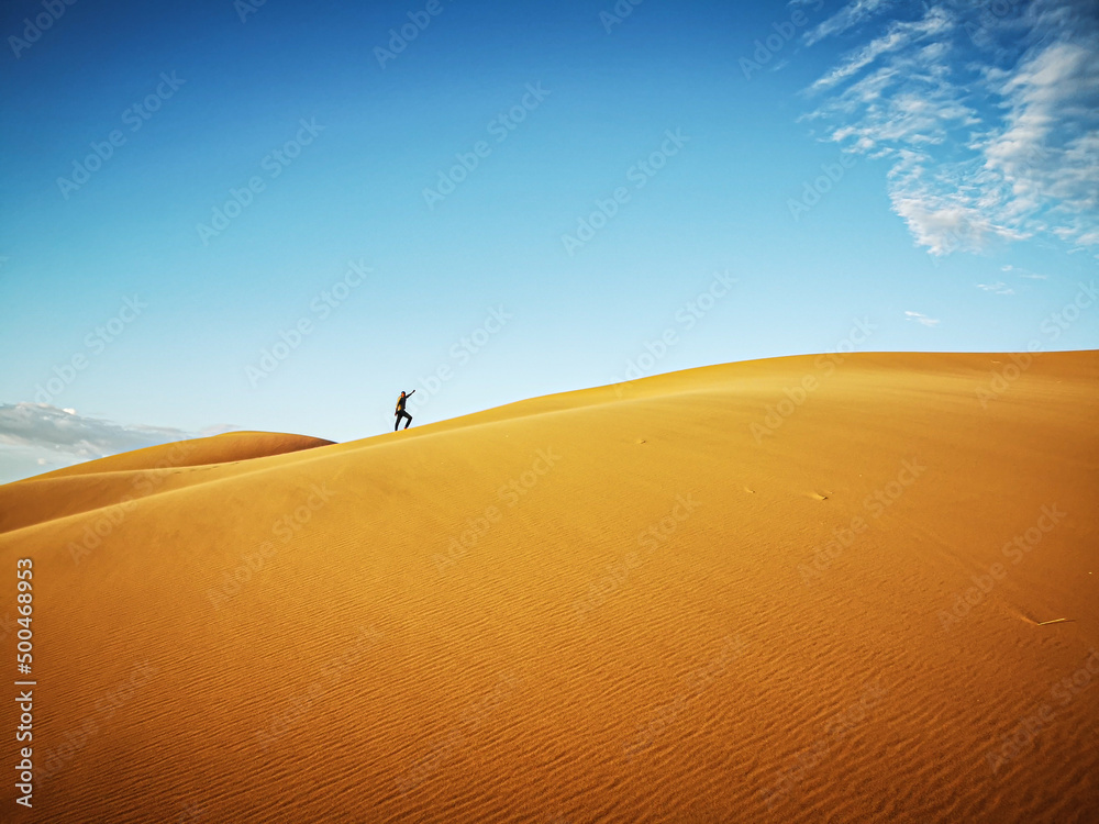 man standing on a dune