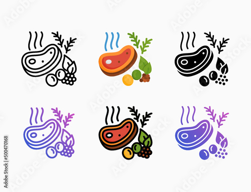 meat food protein icon set with style line, outline, flat, glyph, color, gradient. Editable stroke and pixel perfect. Can be used for digital product, presentation, print design and more.