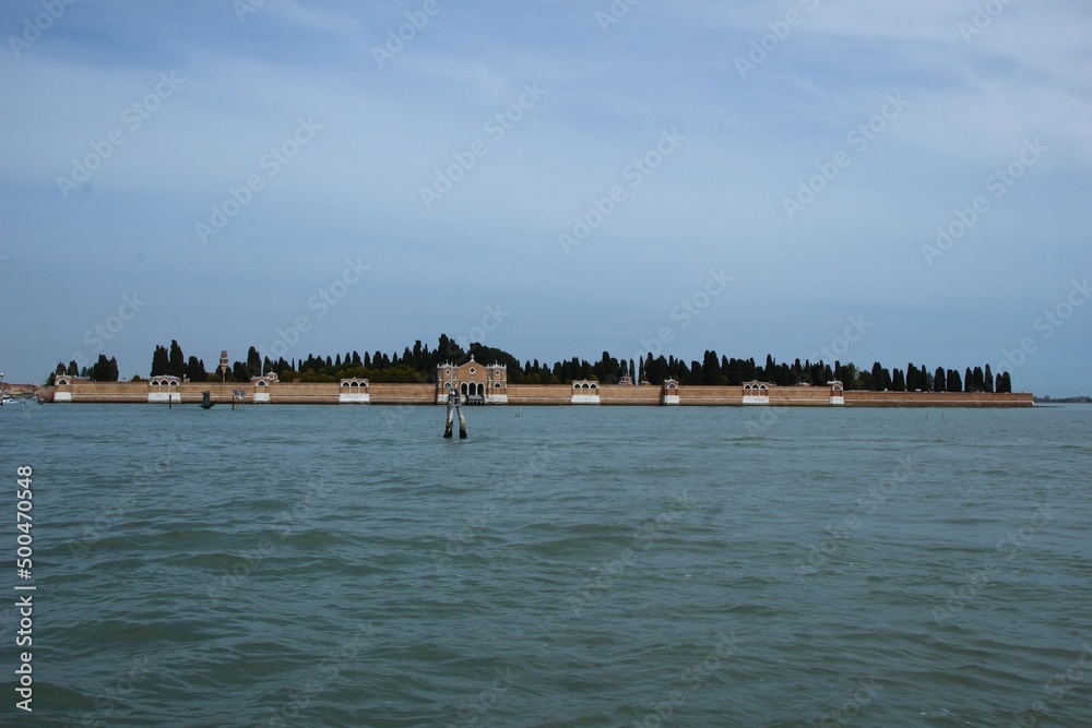 Italy, Venice: View of Cemetery island of San Michele.