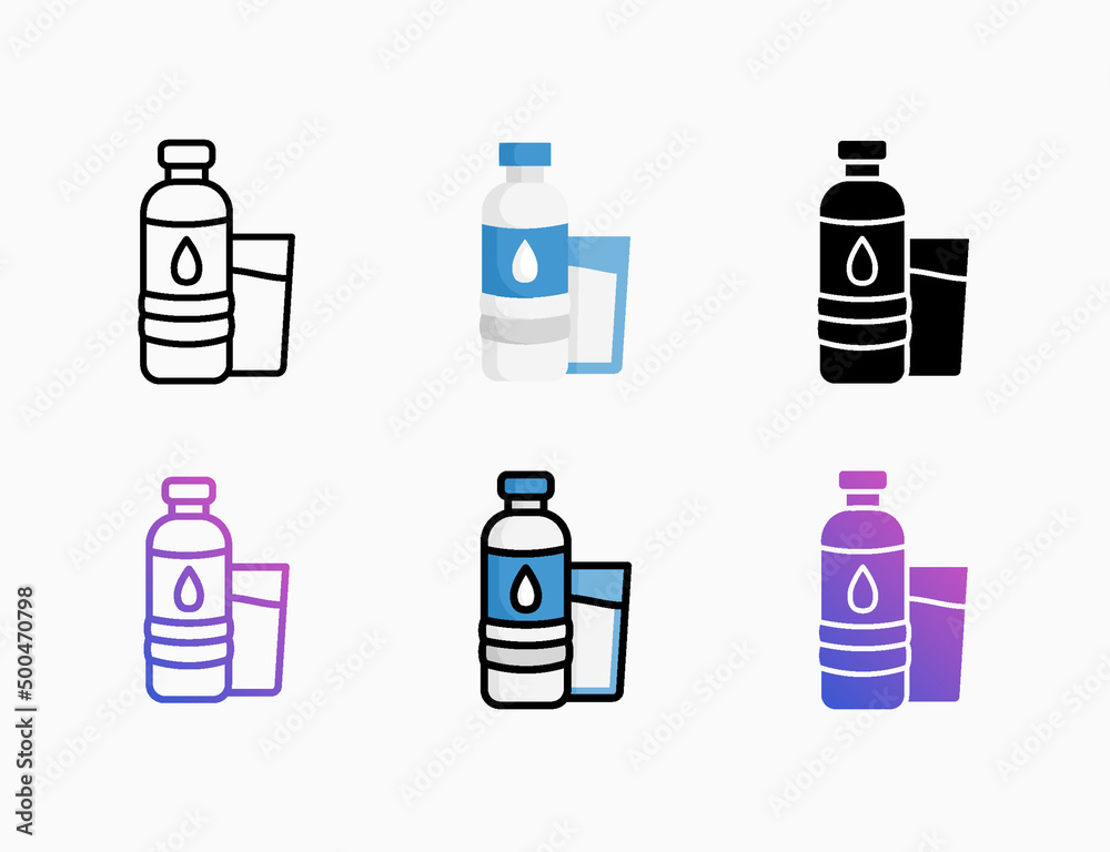 water drinking bottle icon set with style line, outline, flat, glyph, color, gradient. Editable stroke and pixel perfect. Can be used for digital product, presentation, print design and more. water drinking bottle icon set with style line, outline, flat, glyph, color, gradient. Editable stroke and pixel perfect. Can be used for digital product, presentation, print design and more.