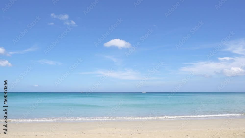 Phuket Thailand beach sea. Landscape view of beach sea and sand in summer sun. Beach space area background. At Patong beach, Phuket, Thailand. On 16 October 2020. 4K UHD Video clip 3840x2160P Phuket Thailand beach sea. Landscape view of beach sea and sand in summer sun. Beach space area background. At Patong beach, Phuket, Thailand. On 16 October 2020. 4K UHD Video clip 3840x2160P
