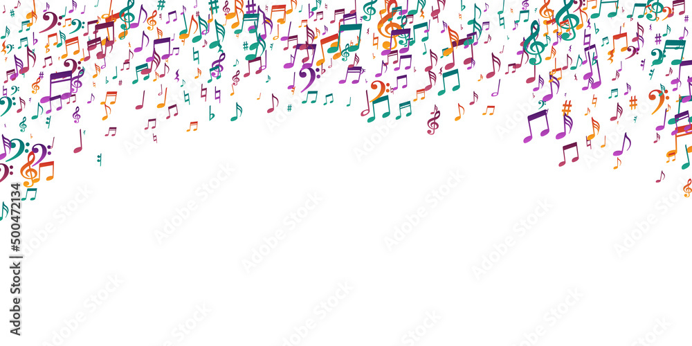 Musical notes cartoon vector wallpaper. Song