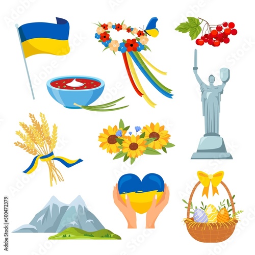 Ukrainian icons collection. Vector illustration