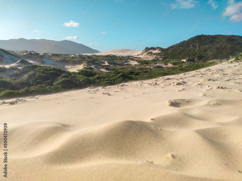 Joaquina dunes in Florianópolis state of Santa Catarina. Praia da Joaquina is a beach in Florianópolis. Joaquina dunes in Florianópolis state of Santa Catarina. Praia da Joaquina is a beach in Florianópolis.