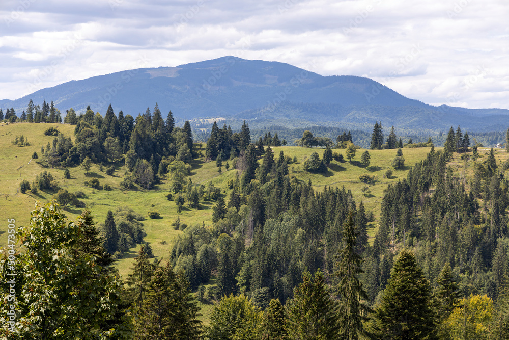 Panorama of mountains in the Ukrainian Carpathians on a summer day. Panorama of mountains in the Ukrainian Carpathians on a summer day.