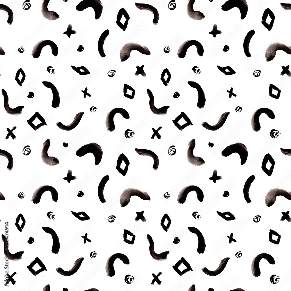 Ink drawn Abstract pattern of simple lines, dots, dashes, waves, circles. monochrome simple background for cards, invitations, posters, backgrounds, business cards, scrapbooking, notepads, textiles, Ink drawn Abstract pattern of simple lines, dots, dashes, waves, circles. monochrome simple background for cards, invitations, posters, backgrounds, business cards, scrapbooking, notepads, textiles,