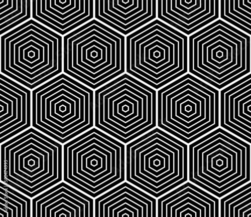 Abstract seamless geometric hexagons pattern.