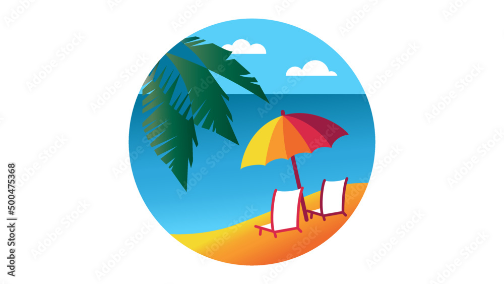 Summer, sea, palm trees, beach.