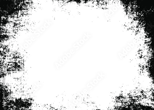 Grunge border vector texture background. Abstract frame overlay. Dirty and damaged backdrop. Vector graphic illustration with transparent white. EPS10.