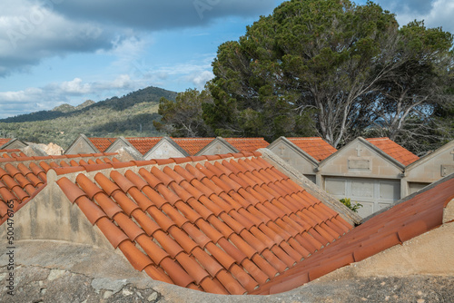 Familiengrabstätten von oben Friedhof auf Spaniens Insel Palma de Mallorca