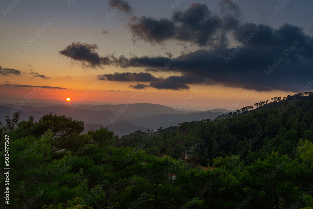 sunset over the mountains