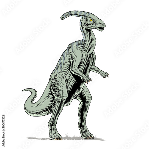 Parasaurolophus dinosaur isolated on white background, comic book style vector illustration photo