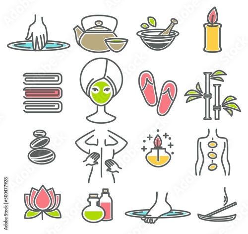 Spa salon rest and procedures, mask and massage