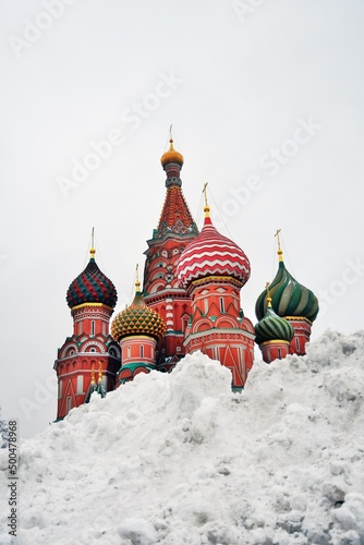 St Basil cathedral on the Red Square in Moscow in winter