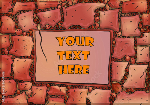 Stone wall vector illustration bakground with text layer. you can put your mesages on the rocks. It seems more effectively..