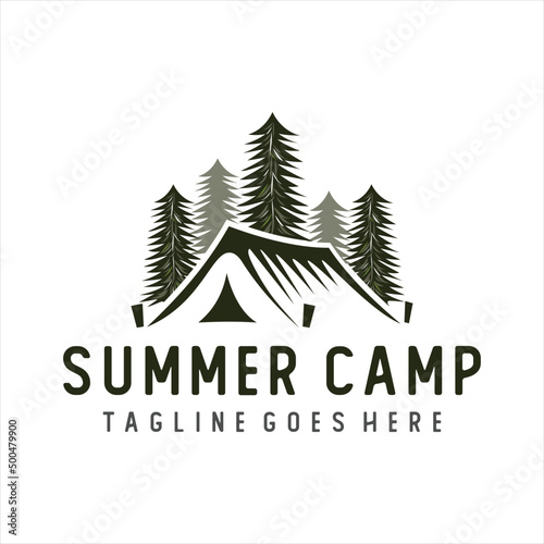 Vintage Wildlife Summer Camp Camping Logo Activities Emblem Badge Illustration