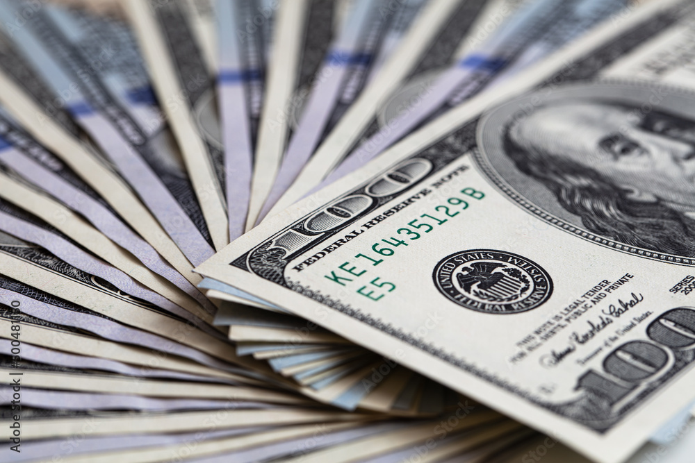 Fan of US 100 dollar banknotes Fan of US 100 dollar banknotes