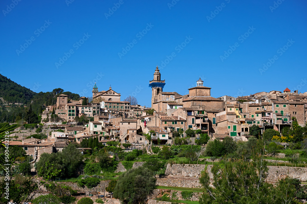 View of Valldemossa idyllic village. Tramuntana mountains, Majorca, Spain