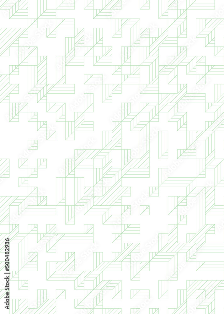 Fototapeta premium Implementation of Edward Zajec’s “Il Cubo” from 1971. Essentially a Truchet tile set of 8 tiles and rules for placement art illustration